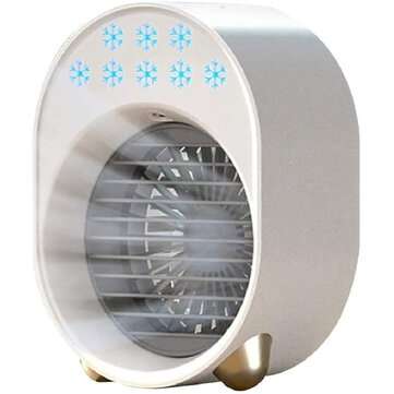 Portable Mini Air Conditioner Bladeless Fan USB Rechargeable Air Cooler Fan Multi... (COLOR.: IVORY)