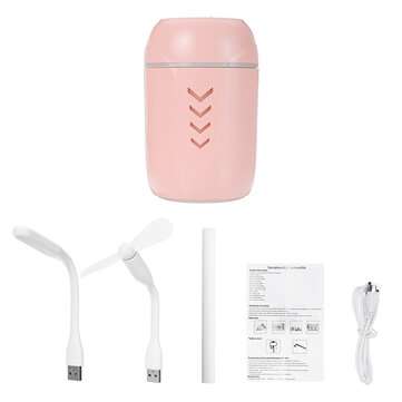 Portable USB LED Light Air Humidifier Diffuser Aroma Mist Oil Purifier Fan Car (COLOR.: PINK)