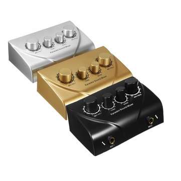 Professional Mini Karaoke Audio Mixer Dual Mic Inputs with Cable for Stage Home KTV  (COLOR.: BLACK)
