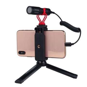 PULUZ PU514 3.5mm TRRS Male to 8 Pin Live Microphone Audio Adapter Spring Coiled Cable for DJI OSMO