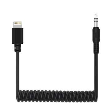 PULUZ PU514 3.5mm TRRS Male to 8 Pin Live Microphone Audio Adapter Spring Coiled Cable for DJI OSMO
