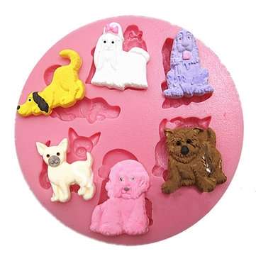 Puppy Dog Silicone Fondant Mold Chocolate Polymer Clay Mould