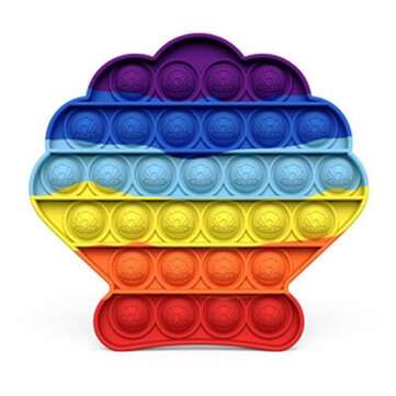 Push Bubble Sensory Toy Rainbow Shell Shape Stress Relief Fidget Funny Education... (COLOR: RAINBOW)