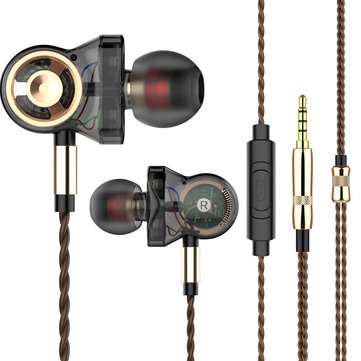 QKZ CK10 Six Dynamic Driver Unit Heavy Bass Music Earphone In-line Control with Mic (COLOR.: BLACK)