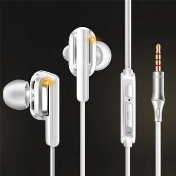 QKZ CK3 Dual Dynamic In-ear Earphone Wired Control Heavy Bass HiFi Headphone with... (COLOR.: WHITE)