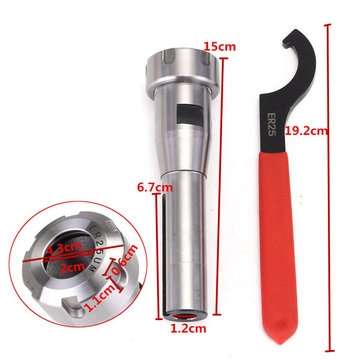 R8-ER25-7/16 Collet Chuck Holder Straight Shank Extension ER25 Wrench CNC Arbor