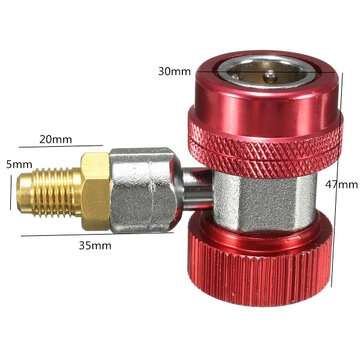 R134a AC Quick Connector Adapter Coupler with Low High HVAC (COLOR.: RED)