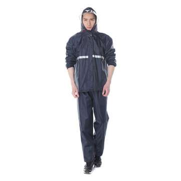 Raincoat Waterproof Hooded Rain Jacket With Pant For Men Woman Suit Far... (COLOR.: BLUE | SIZE: XL)