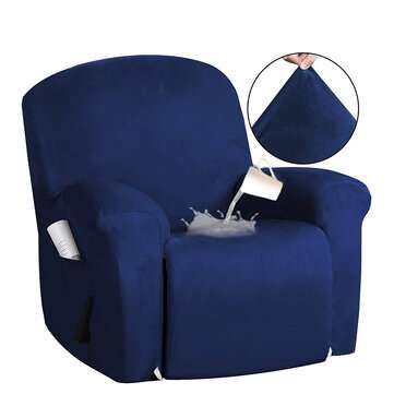 Recliner Cover Non Slip Stretch Suede Couch Armchair Chair Covers Protector (COLOR.: NAVYBLUE)