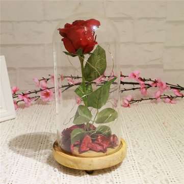 Red Forever Rose Glowing Flower Immortal Fresh Rose in Glass Mother`s day Decoration Toys