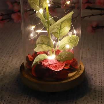 Red Forever Rose Glowing Flower Immortal Fresh Rose in Glass Mother`s day Decoration Toys