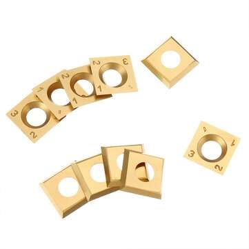 RED ARROW 10PCS 14mm Square Wood Carbide Inserts Titanium Plating Replacement for Wood Turning Tool