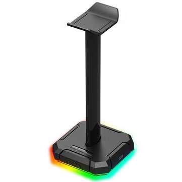 Redragon HA300 Headphones Holder RGB Luminous 4X USB 2.0 Ports Gaming Headset Stan... (COLOR: BLACK)