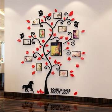 Removable Family Photo Frame Tree Sticker Living Room Wall Decals DIY Wall Decor (COLOR.: RED)