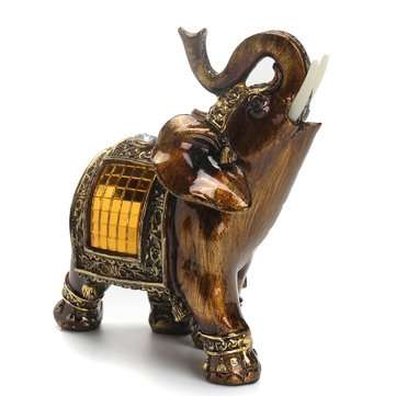 Resin Feng Shui Elegant Elephant Statue Lucky Wealth Figurine Home Decoration Decor (SIZE: SMALL)