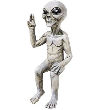 RESIN Statue UFO Extraterrestrial Garden Alien Statues Figurine Set Office Desk Decoration (NO.: 01)