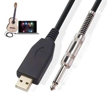REXLIS US48S USB To 6.35mm Electric Guitar Bass Cable Single Track PC Instrument Cab... (LENGTH: 2M)