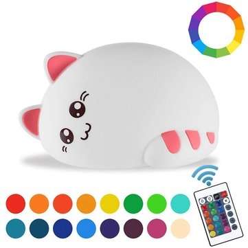 RGB USB Rechargeable LED Kid Children Cat Night Light Lamp Nursery Baby ... (COLOR.: BLUE | TYPE: B)