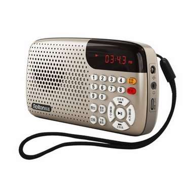 Rolton W105 Portable Mini FM Radio Speaker Music Player Tf Card With LED Display A... (COLOR.: GOLD)