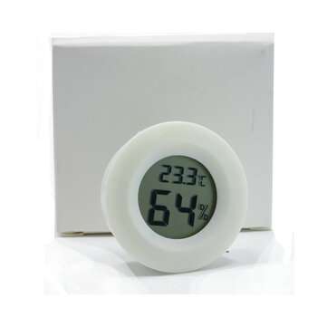 Round Embedded Electronic Thermometer and Hygrometer Pet Hygrometer Acrylic Box Cl... (COLOR: WHITE)
