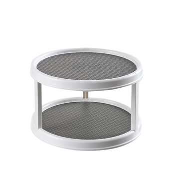 Rotatable Desktop Kitchen Storage Tray Plastic Round Storage Cabinet Spice Bottle f... (COLOR: GREY)