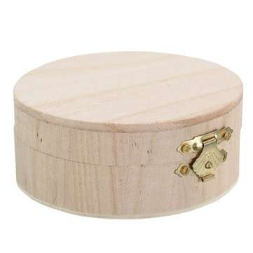 Round Wooden Box Organizer Storage Craft Case for Handicraft Jewelry Gadgets
