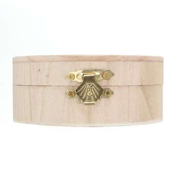 Round Wooden Box Organizer Storage Craft Case for Handicraft Jewelry Gadgets