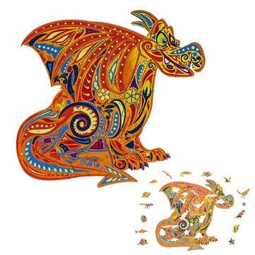 S/M/L DIY Wooden Cartoon Dragon Puzzle Cartoon Unique Shape Pieces Puzzle Gift Educatio... (SIZE: L)