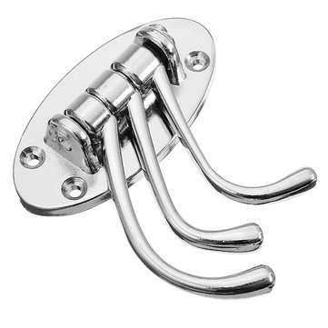 Silver Triple Swivel Arc Hooks Folding Swing Arm Wall Mount Zinc Alloy Clothes Towel Hanger
