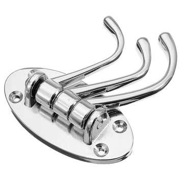 Silver Triple Swivel Arc Hooks Folding Swing Arm Wall Mount Zinc Alloy Clothes Towel Hanger