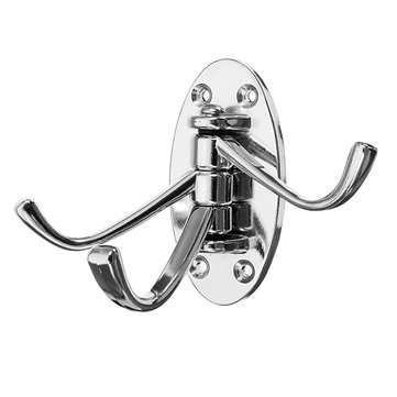 Silver Triple Swivel Arc Hooks Folding Swing Arm Wall Mount Zinc Alloy Clothes Towel Hanger
