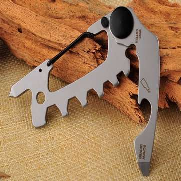 Silver Multifunction Key Chain Hexagon Wrench Screwdriver Geometrical Gadget Metal Ring Mountaineeri