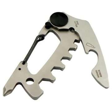 Silver Multifunction Key Chain Hexagon Wrench Screwdriver Geometrical Gadget Metal Ring Mountaineeri