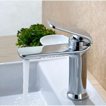 Simple Hot & Cold Single Handle Water Faucet Bathroom Basin Sink Mixer Tap Deck ... (COLOR.: CHROME)