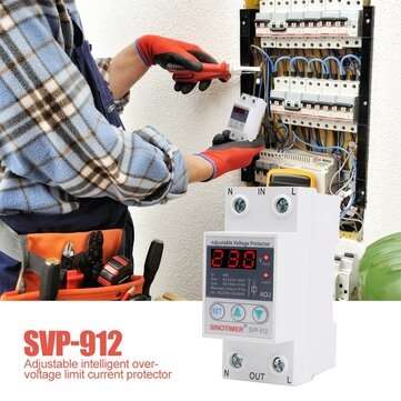 SINOTIMER SVP-912 40A 63A 80A DIN Rail Adjustable Automatic Reconnect Protection H... (CURRENT: 80A)
