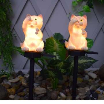 Solar Power LED Cat Lawn Light Outdoor Waterproof Garden Yard Landscape Lamp Chris... (COLOR: BROWN)