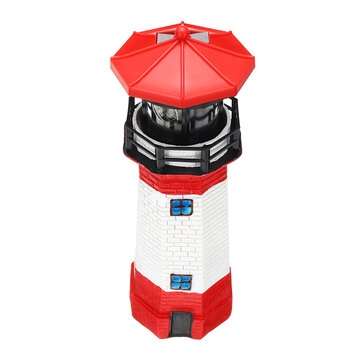 Solar Powered LED LightHouse Resin Red/Blue/Black Rechargable Lighthouse For H... (COLOR.: REDWHITE)
