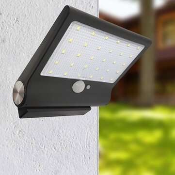 Solar Powered 30 LED PIR Motion Sesnor Waterproof Street Security Light Wall Lamp... (COLOR.: BLACK)