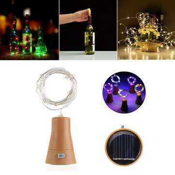 Solar Powered 8LEDs Cork Shaped Silver Wire Wine Bottle Fairy String Light for Chr... (COLOR.: PINK)