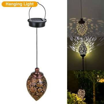 Solar Powered LED Light Lantern Hanging Outdoor Lamp Olive Shape Design Sens... (TYPE: HANGINGLIGHT)