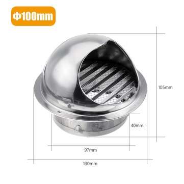 Stainless Steel Wall Air Vent Ducting Cover (DIAMETER: 100MM)