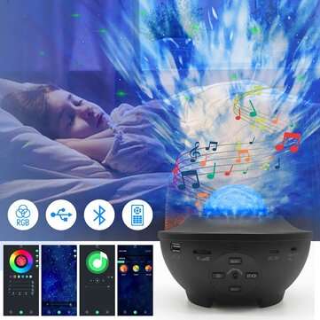 Starry Sky Light Smart WiFi Galaxy Projector Night Light Alexa APP Control 10-Color Music Player Blu