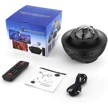 Starry Sky Light Smart WiFi Galaxy Projector Night Light Alexa APP Control 10-Color Music Player Blu
