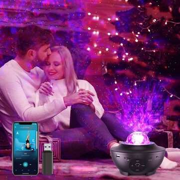 Starry Sky Light Smart WiFi Galaxy Projector Night Light Alexa APP Control 10-Color Music Player Blu