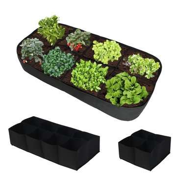 Sub-grid Garden Planting Bag Foldable Breathable Felt Flower Pots Container (SIZE: L)