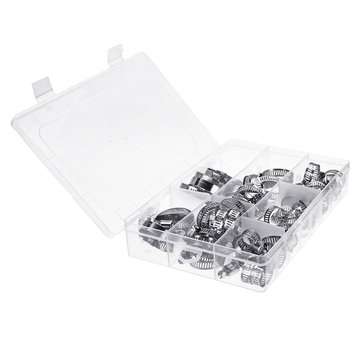 Suleve 60Pcs Fuel Injection Hose Line Clamp Stainless Steel Adjustable Worm Gear Clamp Assortment