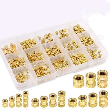 Suleve MXBN6 370Pcs M2 M3 M4 M5 Female Thread Knurled Brass Threaded Insert Embedment Nut Assortment