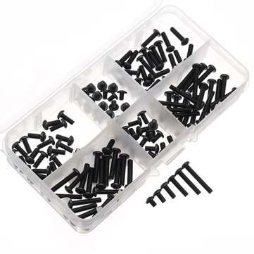 Suleve M3CH2 M3 Carbon Steel Allen Bolt 4-20mm Button Head Hex Socket Cap Screw Bolt Metric 120pc