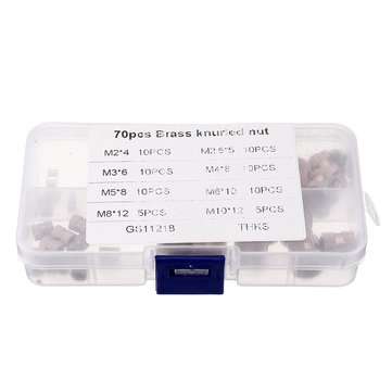 Suleve MXBN8 70Pcs M2/M2.5/M3/M4/M5/M6/M8/M10 Knurled Brass Round Female Thread Knurled Nuts Round I