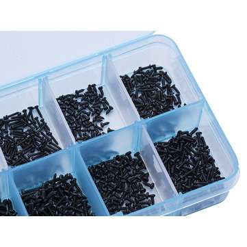 Suleve MXCP4 1000Pcs Phillips Screw Round Head Carbon Steel Electronic Mini Screws Kit M1 M1.2 M1